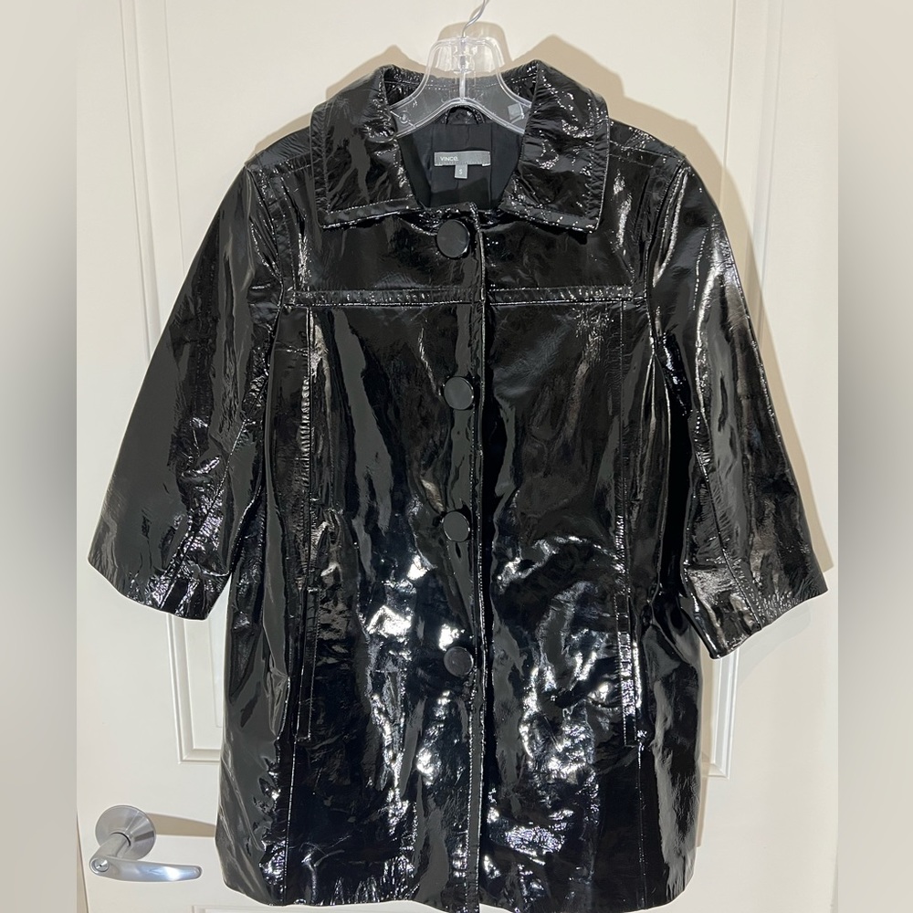 Vince Black Patent Leather Coat